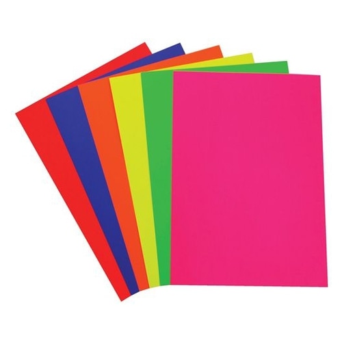 Foil Board Fluro A4 1 Sided 230gsm Asst Col pk100